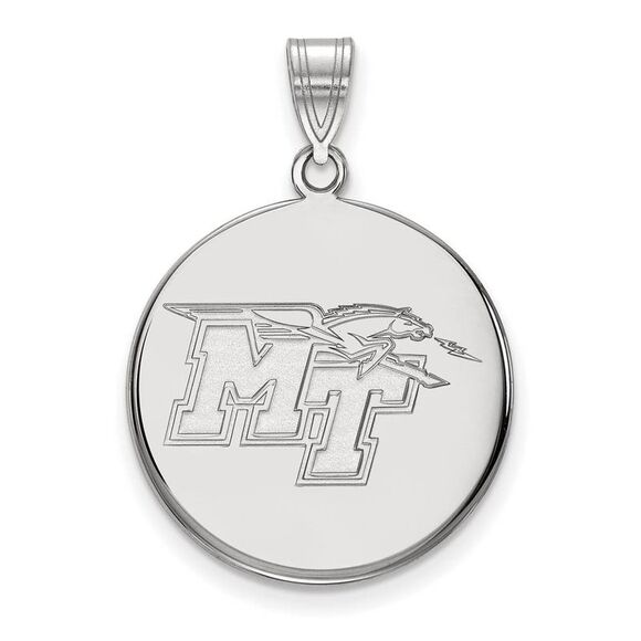 10k White Gold Middle Tennessee State Large Disc Pendant